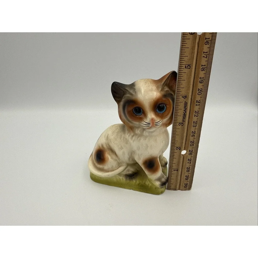 Vintage Norleans Ceramic Orange Cat With Blue Eyes Made in Japan 5